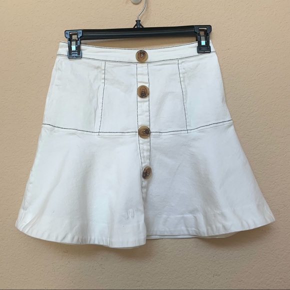 Shilla Dresses & Skirts - Shilla White Flare Button Front Mini Skirt